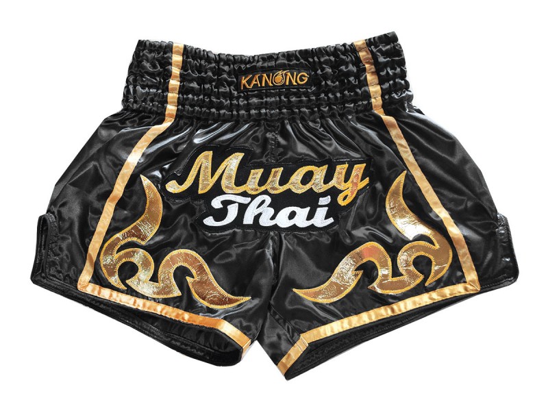 กางเกงมวยไทย Kanong เอวต่ำ ของขวัญให้เจ้านาย ต่างชาติ : KNSRTO-232-สีดำ