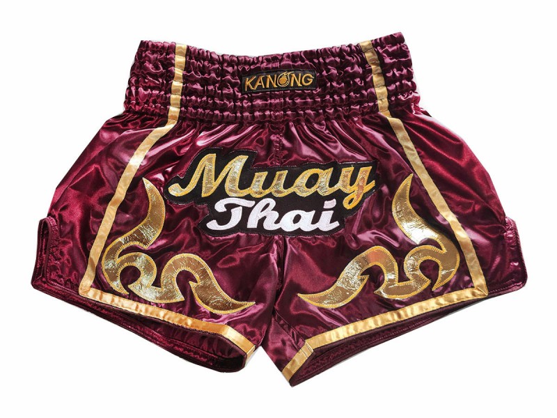 กางเกงมวยไทย Kanong เอวต่ำ ของขวัญให้เจ้านาย ต่างชาติ : KNSRTO-232-สีน้ำตาลแดง