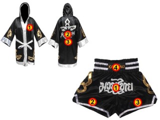 สั่งทำ ของที่ระลึกให้ต่างชาติ เสื้อคลุมและกางเกงมวยไทย (พร้อมปักชื่อ)