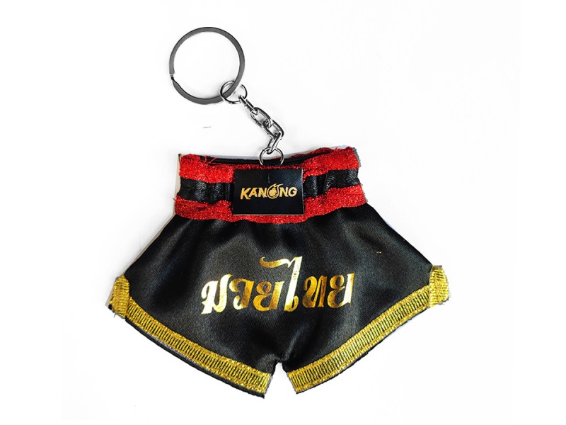 พวงกุญแจ ของที่ระลึกไทย กางเกงมวย : ดำ-ทอง