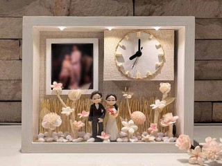 สั่งทำ นาฬิกาไม้ ของฝากคนรักต่างชาติ ของที่ระลึกงานแต่งงาน ใส่ข้อความและรูปได้ : Forever