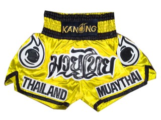 กางเกงมวยไทย ของฝากจากไทย แบรนด์คะนอง : KNS-118-สีเหลือง
