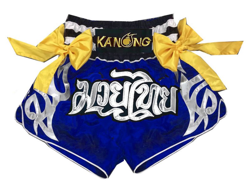 กางเกงมวยไทย Kanong ของที่ระลึกประเทศไทย ของฝากแบรนด์ไทย : KNS-127-สีน้ำเงิน