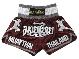 กางเกงมวยไทย Kanong ของที่ระลึกประเทศไทย ของฝากแบรนด์ไทย : KNS-133-สีเลือดหมู