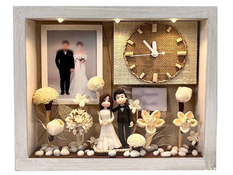 สั่งทำ นาฬิกาไม้ ของขวัญให้ชาวต่างชาติ ของขวัญวันเกิด ใส่รูปและข้อความได้ :  สามีและภรรยา | Thaigiftstar.Com