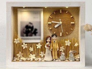 สั่งทำ นาฬิกาไม้ ของที่ระลึกจากไทย ของขวัญวันเกิด ใส่รูปและข้อความได้ : Love Forever